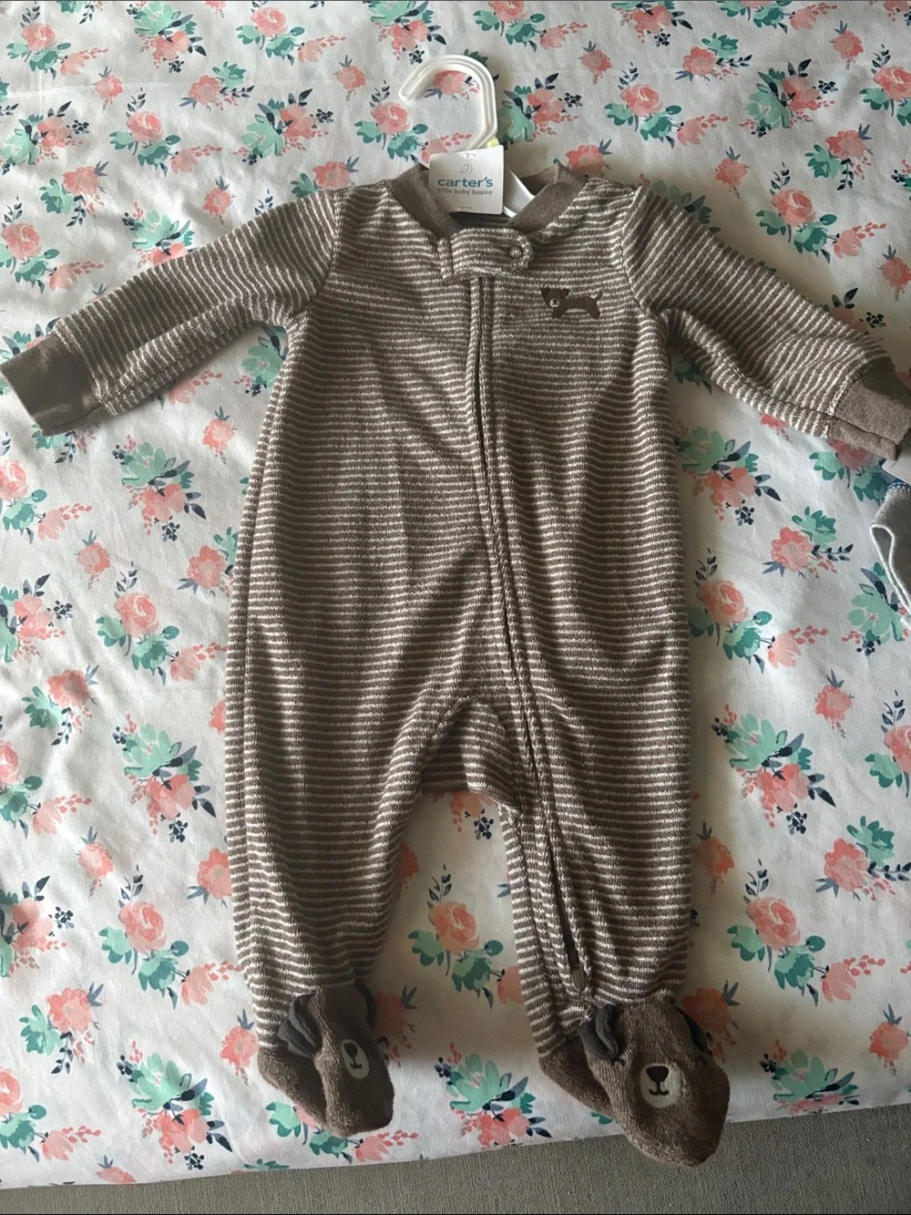 Carter's Brown & Cream Striped Footed Baby One-Piece